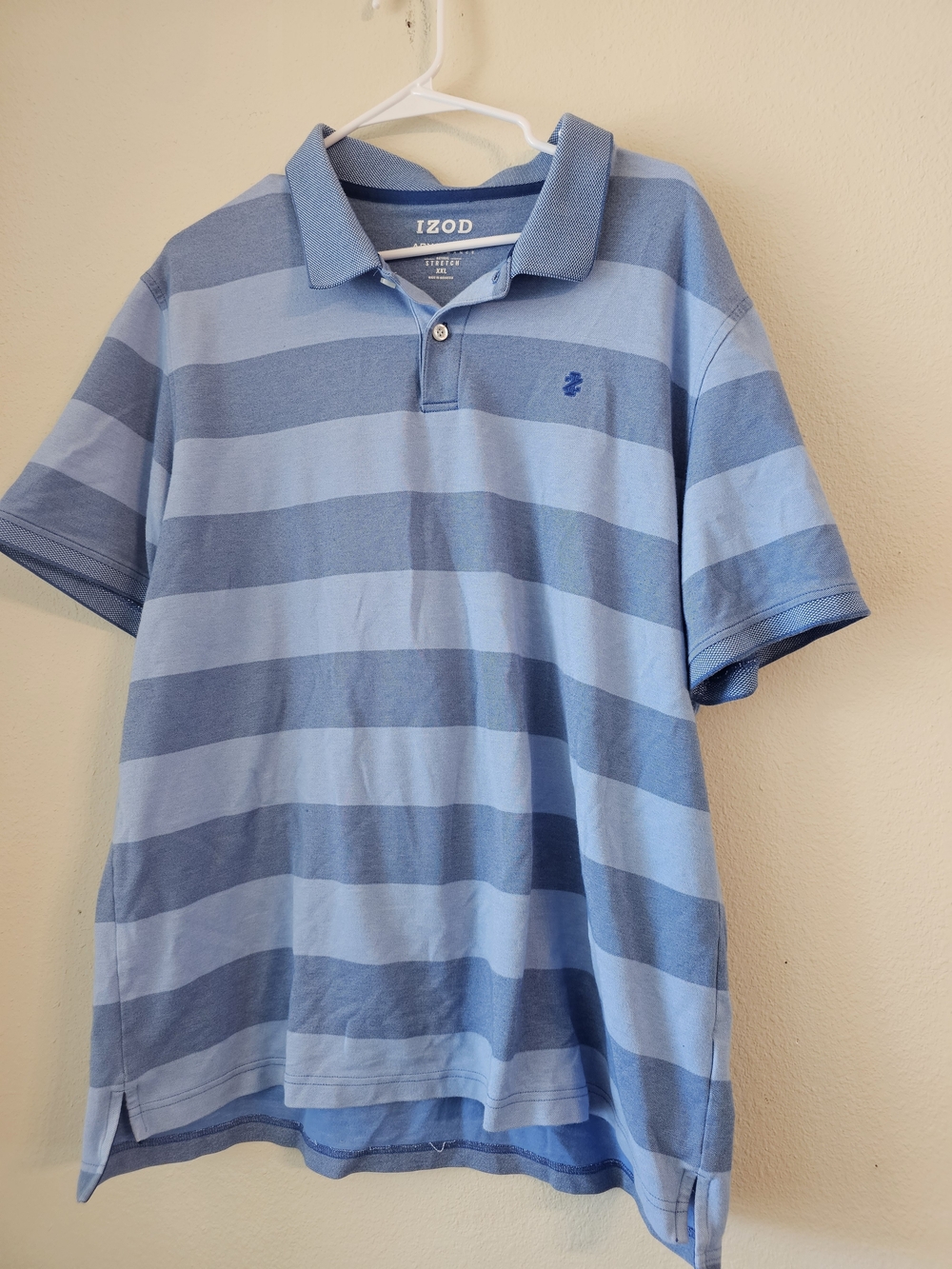 Izod Men's Blue Wide-Striped Polo Shirt